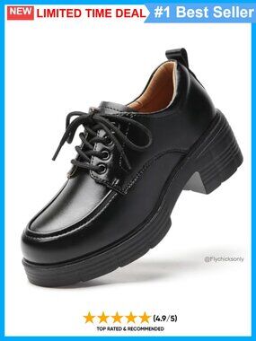 Faux Leather Chunky Platform Oxford Lace-Up Dress Casual Work Shoes
